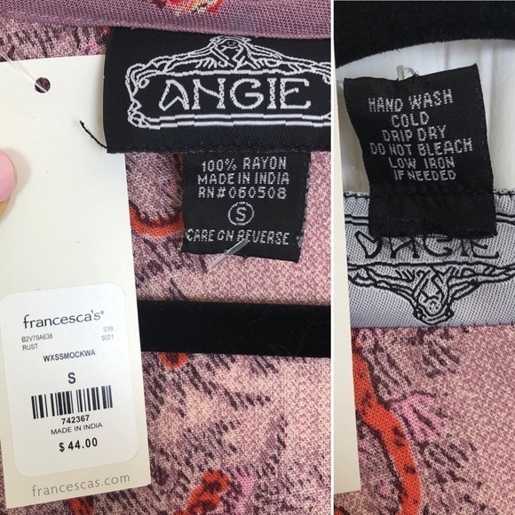 Francesca’s Serena Smocked Waist Paisley Blouse NWT - Picture 4 of 8